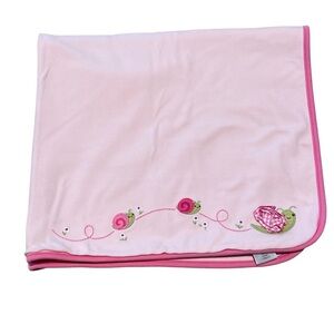 Gymboree 2011 Pink Snail Plaid Newborn Baby Cotton Blanket Security Lovey
